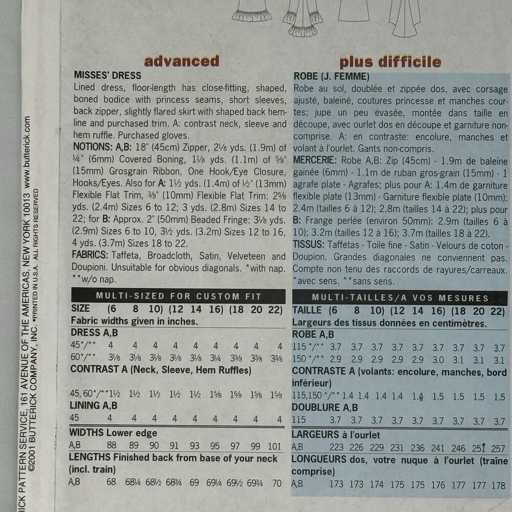 Butterick 3011 Sewing Pattern Edwardian Gown Dress Train Size 18 20 22 History - Picture 7 of 12